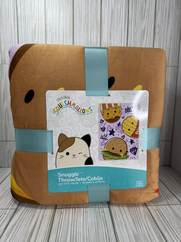 SQUISHMALLOWS Snuggle Throw Reversible Blanket Super Soft 50"x70" Fries Burgers