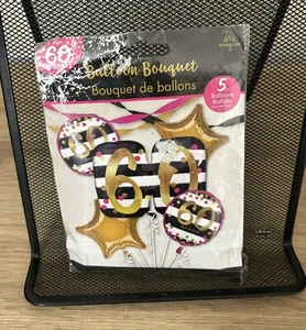 Sparkling Celebration 60th Birthday Balloon Bouquet Adult party Supplies Sixty H - Picture 1 of 2