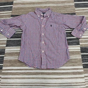 Ralph Lauren Boys Kids Checkered Multicolor Long Sleeve Button Down Shirt 4/4T - Picture 1 of 8