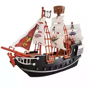 PIRATE SHIP KIDS TOY WITH 2 FIGURES MODEL CARIBBEAN REALISTIC PLAY SET NEW GIFT - Picture 1 of 4