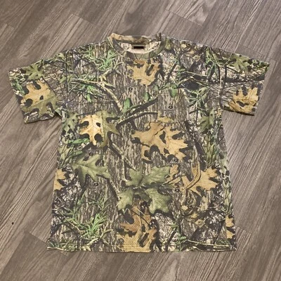 Jerzees Outdoors Mens XL Mesh Camo Mossy Oak Short Sleeve Pocket T-Shirt Y2K - Image 1 of 4