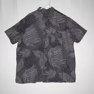 Tasso Elba Silk Linen Button Shirt Mens XXL Black Gray Tropical Short Sleeve - Picture 1 of 6