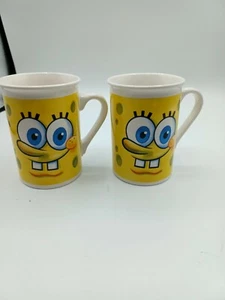 Lot 2 Sponge Bob Squarepants Coffee Cup Mugs 2013 Viacom 12 oz Frankford  - Picture 1 of 5
