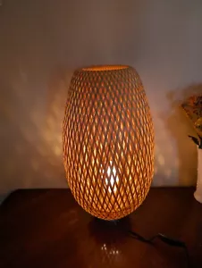 IKEA table LAMP Wicker woven 16" TIKI Boho Chic - Picture 1 of 4