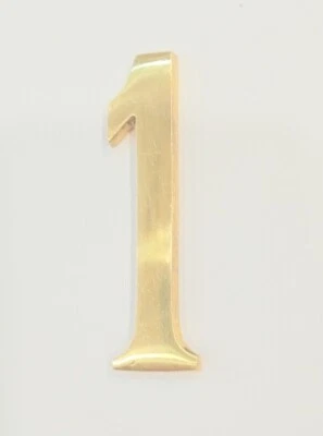 75 MM 3" HEIGHT BRASS HOME DOOR MOUNTED & WALL MOUNTED NUMBERS "1" - Image 1 of 3