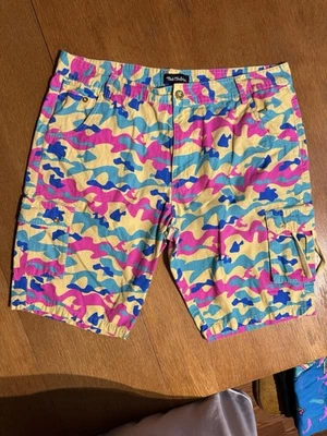 Розовый дельфин камуфляж грузовые шорты 38 рипстоп неоновые многоцветные уличная одежда редкая - Изображение 1 из 4