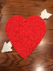 POPCORNHERZ AUS GESCHMOLZENEM KUNSTSTOFF VALENTINSTAG NEU MIT ETIKETT FENSTER SAMMLERSTÜCK DEKORATION - Bild 1 von 5