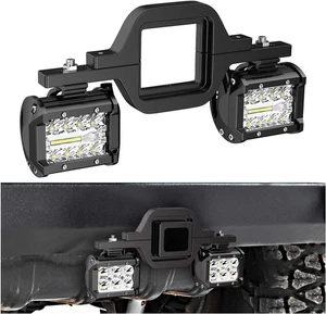 2 Pcs 4 Inch 60W Led Pods with 2 Inch Tow Hitch Mounting Brackets Backup Reverse - Picture 1 of 12