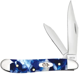 Case XX Knives Peanut 50723 Blue Crackle Kirinite Steel Stainless Pocket Knife - Picture 1 of 4