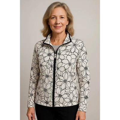 Chaqueta Talbots Acogedora Crush Terry Francesa Gráfico Patrón de Flores FPS 50 Talla Grande Foto 1 de 4
