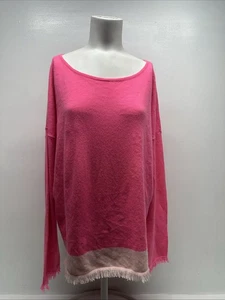 Lilly Pulitzer Fairfax Sweater Long Sleeve Pure Cashmere Fringe Hot Pink New XL - Picture 1 of 9