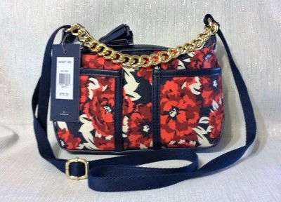 Tommy Hillfigure Red Floral Crossbody Purse Blue Accents - New With Tag - Image 1 of 4