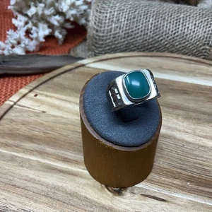 Chunky Sterling Silver Green Chalcedony Ring Size 11 - Picture 1 of 8