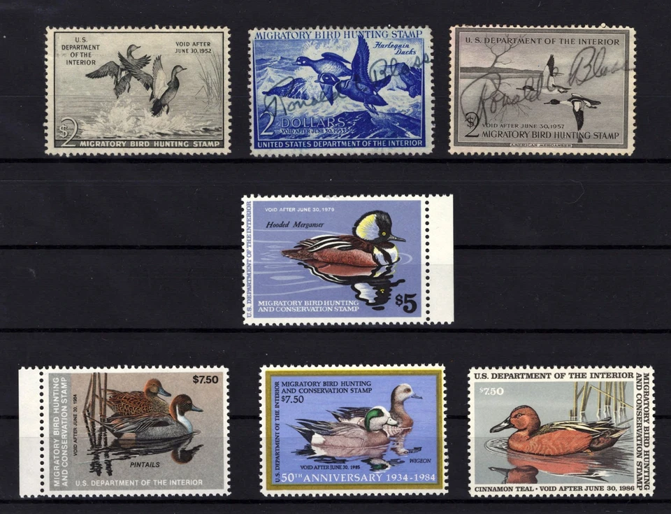 Federal Duck Stamp Collection Group of 7 stamps RW18//RW52 ZAYIX 0825BS1675 - Image 1 of 1