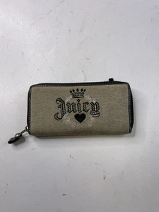 Vintage Y2K Juicy Couture Velour Wristlet Wallet Bag Clutch Light Brown Zip - Picture 1 of 11