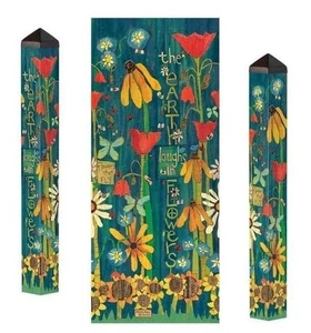 Pintado Paz eARTh Risa en Flores 40" Arte Poste Exterior Jardín Decoración Burgess - Imagen 1 de 6