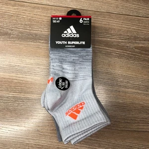 Adidas Youth Boys Girls Unisex Superlite Quarter Sock 6 Pair 13C-4Y Shoe Size M - Picture 1 of 5