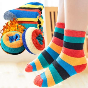 5 Pairs Kid Boys Girls Thick Warm Cotton Socks Children Stripe Winter Socks - Picture 1 of 14