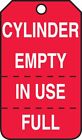 Accuform MGT206PTP Cylinder Safety Tag"Cylinder Empty/in USE/Full" Pack of 25