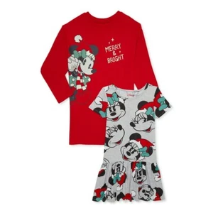 MINNIE MOUSE GIRLS CHRISTMAS DRESS, 2 PACK, SIZES XS 4 - 5 NEW WITH TAGS - Picture 1 of 19