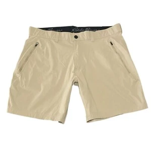 Eddie Bauer Tan Beige Hiking Golf Shorts Men's Size 36 x 8 Stretch Zip Pockets - Picture 1 of 9