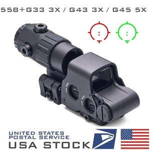 G45 G43 G33 5X 3X QD Magnifier 558 Red Green Dot Holographic Reflex Sight Scope - Picture 1 of 26