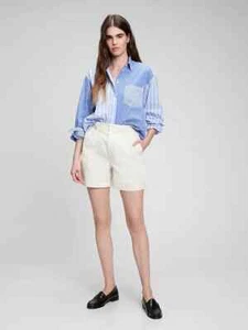 Gap High-rise Pleated Khaki Shorts w/ Elastic Waistband & Washwell NWT, Womens 4 - Picture 1 of 8