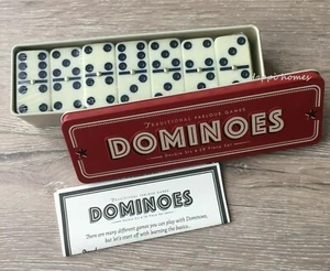 Traditional Parlour Games Dominoes Retro Style Tin Double Six 28 Piece Set Gift - Picture 1 of 4