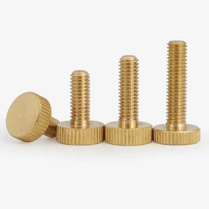 Brass Knurled Thumb Screw Flat Head Thumbscrews Hand Grip Knob Bolts M3 M4 M5 M6 - Picture 1 of 5