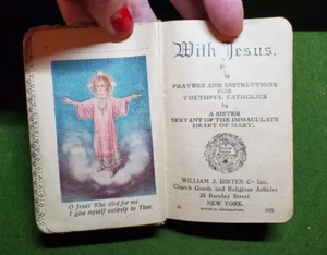 Libro vintage cattolico di preghiere tascabili 1925 celluloide bambini con Gesù - Foto 1 di 12