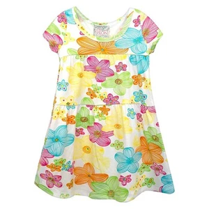 Sara Sara Neon Baby Toddler Girls' Colorful Floral Short-Sleeve Dress, 18M - 4T - Picture 1 of 1