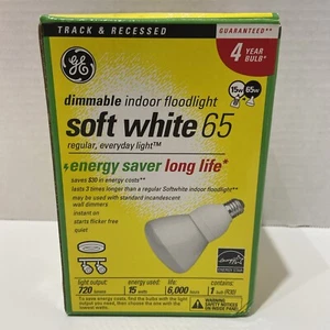 GE Soft White 65 Energy Star Long Life 15 Watt R30 Dimmable Indoor Floodlight - Picture 1 of 12