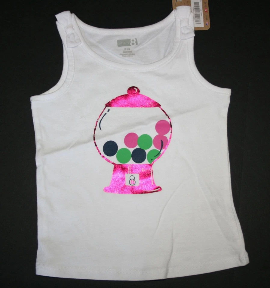 Nova camisa regata Crazy 8 meninas 2T 3 anos máquina de chiclete metálica sem mangas  - Imagem 1 de 1