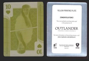 Outlander Season 4 Yellow Metal Printing Plate Chase Card 10 Hearts Playing Card
