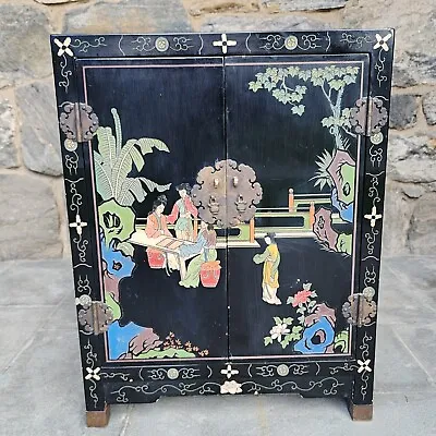 Vintage Mid Century Black Lacquer Chinese Cabinet • 650£