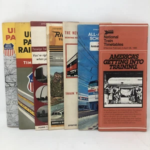 Lot of 7 Vintage Train Schedules Timetable Schedule Brochures 1956-1980 - Picture 1 of 15