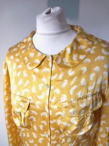 Boden Limited Colln Womens Blouse 100% Silk Yellow Mustard Gold UK 14 Pockets - Picture 1 of 11