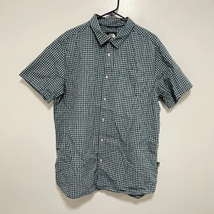North Face Men’s Size XL Plaid Check Short Sleeve Cotton Shirt Blue White - Picture 1 of 7