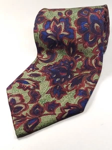 VALENTINO Vintage Handmade in ITALY Silk Tie Green Burgundy Blue Paisley NEW - Picture 1 of 4