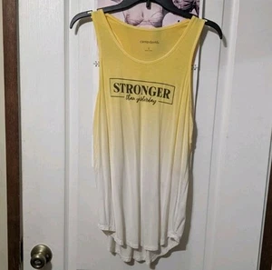 Camp David Britney Spears Yellow Ombre Stronger Than Yesterday Tank Top Small - Picture 1 of 5