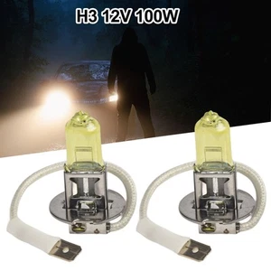 2 Pack H3 Amber Xenon Yellow 100W Halogen Car Front Fog Light Headlight Bulbs - Bild 1 von 12