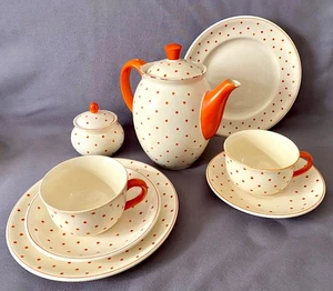 8 tlg antikes, rd 100 Jahre altes Kaffeeservice VILLEROY & BOCH Lübeck Dec Marli - Bild 1 von 12