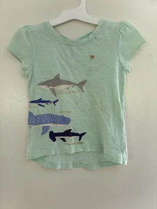 Cat & Jack Kleinkind Mädchen Haie Gitter Rücken Baumwolle Kurzarm Shirt Aqua 4T - Bild 1 von 8
