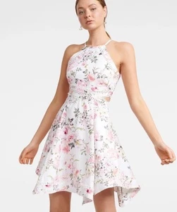 Forever New Dress Size AU 10-12 /US 6-8 Mini Floral Linen Blend Hanky Hem Halli - Picture 1 of 17