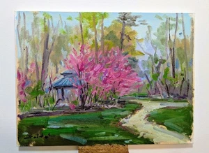 Original Artwork 12”x16” Oil On Canvas Panel Citizens Park By Tadeusz Seidel - Picture 1 of 1