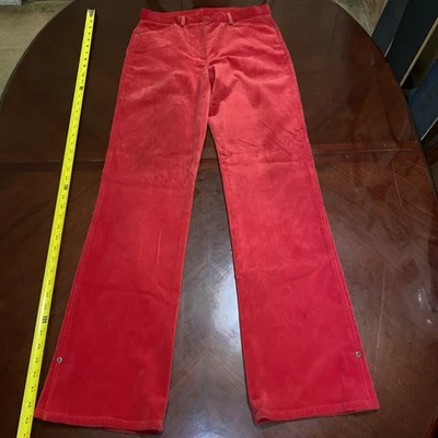 Pantalones DKNY Vintage Mujer Terciopelo Rojo Pierna Recta Talla 6 Foto 1 de 4