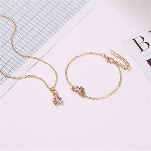 Zircon Cat Footprint Miss Alloy Necklace Women Bracelet - Picture 1 of 8