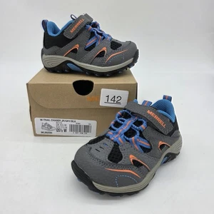 Merrell Trail Chaser Shoes Boys Size 5.5 Wide Gray Blue Black Hiking Sneakers - Picture 1 of 13