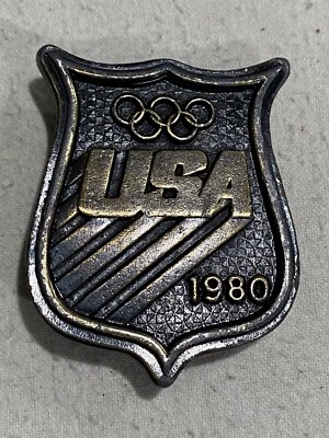 Hebilla de cinturón de metal latón insignia escudo Estados Unidos Juegos Olímpicos de Bergamont 1980 Foto 1 de 4