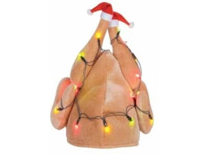 Turkey Christmas Hat With Lights Thanksgiving Cap Headpiece Santa Drumsticks New - Picture 1 of 1